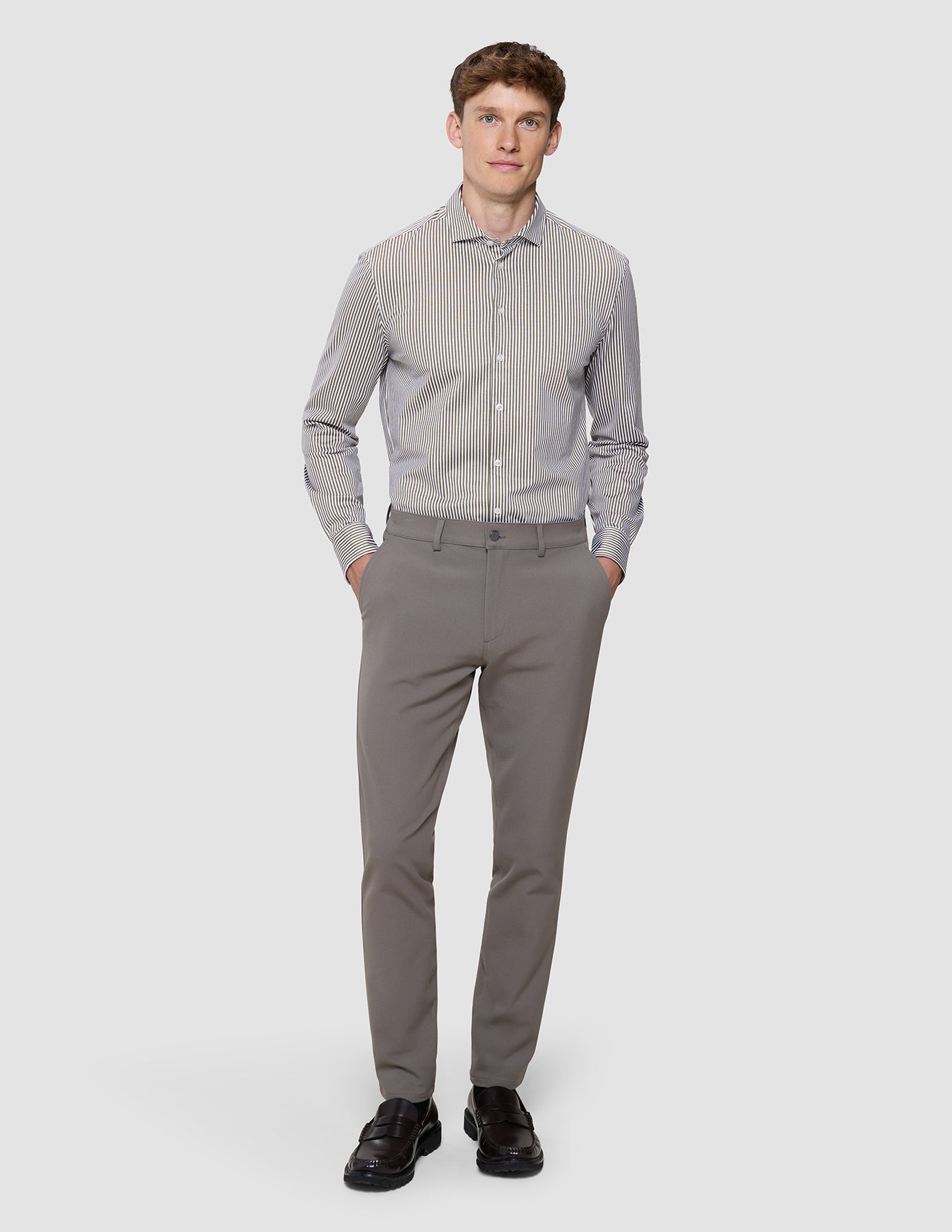 Classic Shirt Shadow Brown Stripe Slim